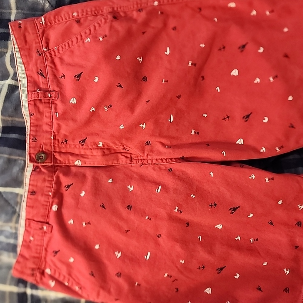 Men's nautical red white blue nautical shorts.